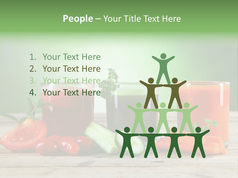 A Table Topped With Glasses Of Juice And Vegetables PowerPoint Template