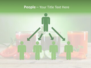 A Table Topped With Glasses Of Juice And Vegetables PowerPoint Template
