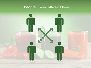 A Table Topped With Glasses Of Juice And Vegetables PowerPoint Template