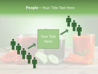 A Table Topped With Glasses Of Juice And Vegetables PowerPoint Template
