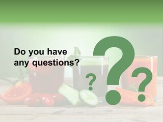 A Table Topped With Glasses Of Juice And Vegetables PowerPoint Template