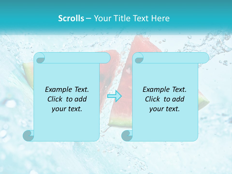 Two Slices Of Watermelon Are In The Water PowerPoint Template