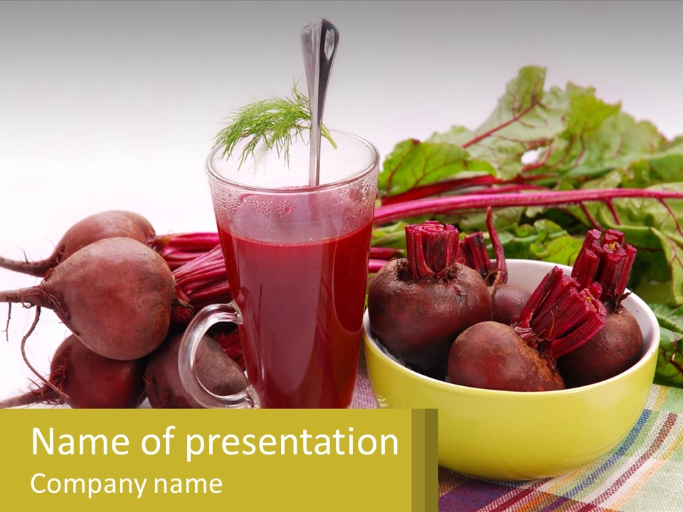 A Bowl Of Beets Next To A Glass Of Beet Juice PowerPoint Template
