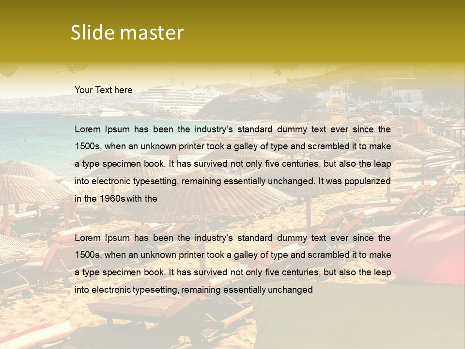 A Bunch Of Umbrellas That Are On A Beach PowerPoint Template