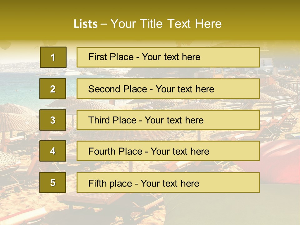 A Bunch Of Umbrellas That Are On A Beach PowerPoint Template