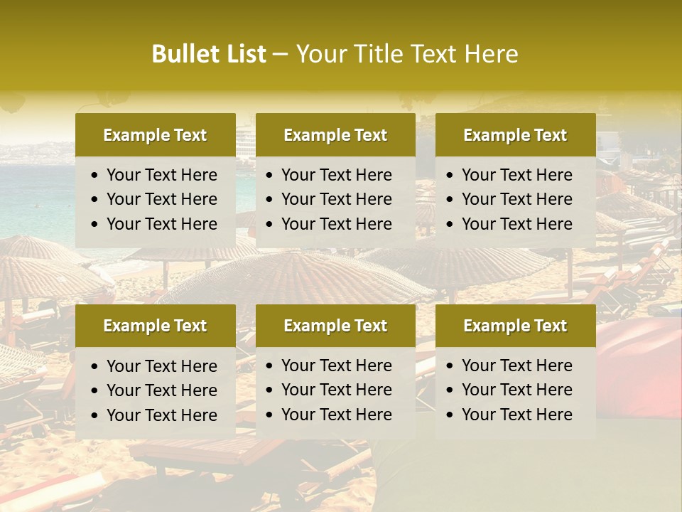 A Bunch Of Umbrellas That Are On A Beach PowerPoint Template