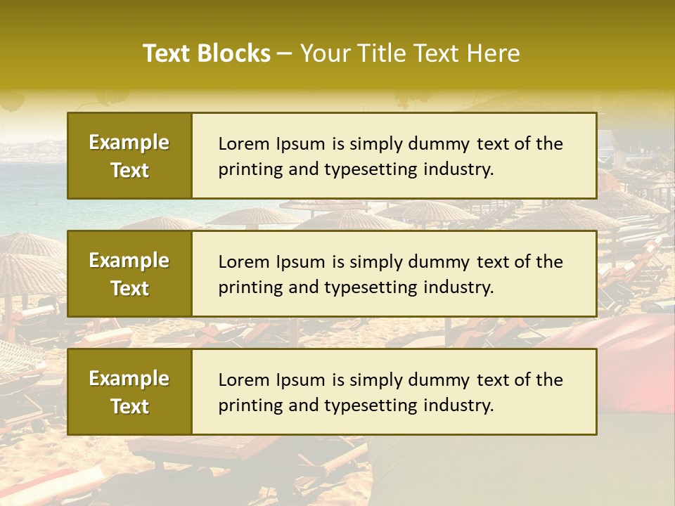 A Bunch Of Umbrellas That Are On A Beach PowerPoint Template