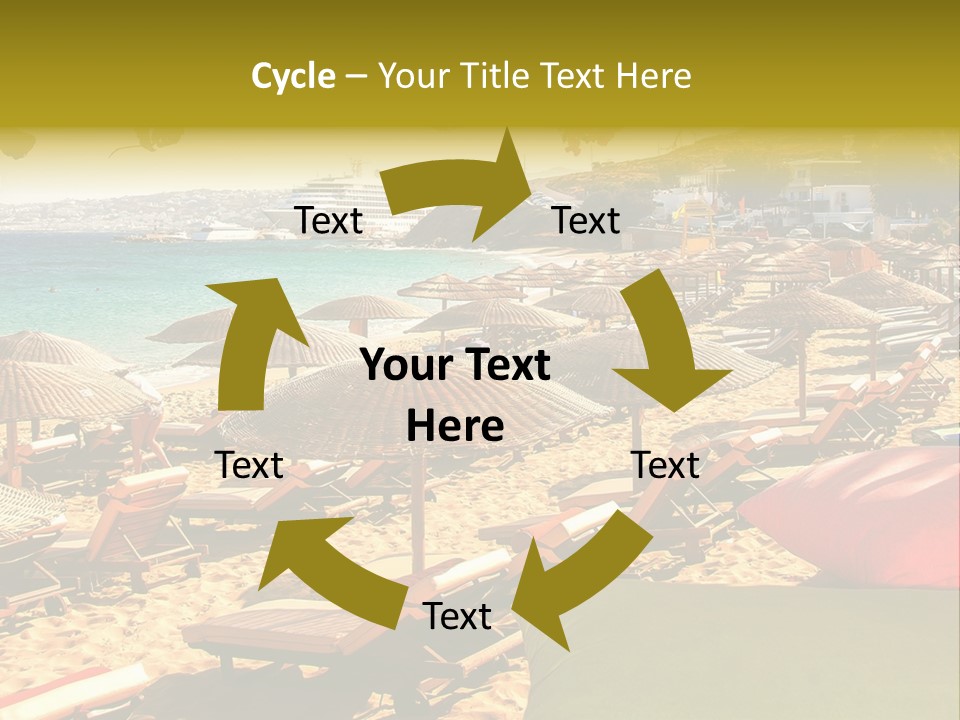 A Bunch Of Umbrellas That Are On A Beach PowerPoint Template