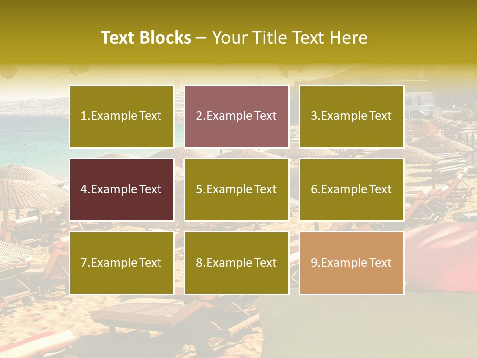 A Bunch Of Umbrellas That Are On A Beach PowerPoint Template