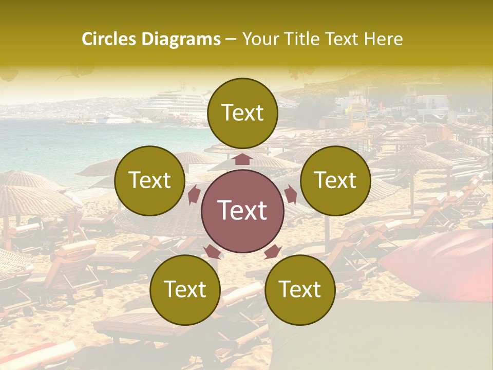 A Bunch Of Umbrellas That Are On A Beach PowerPoint Template