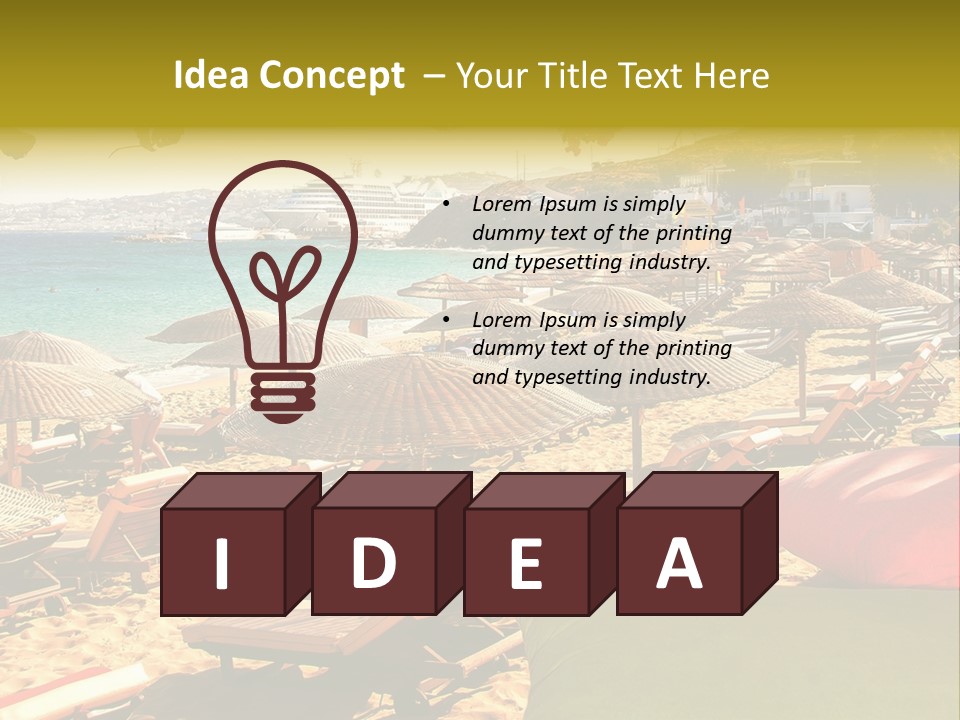 A Bunch Of Umbrellas That Are On A Beach PowerPoint Template