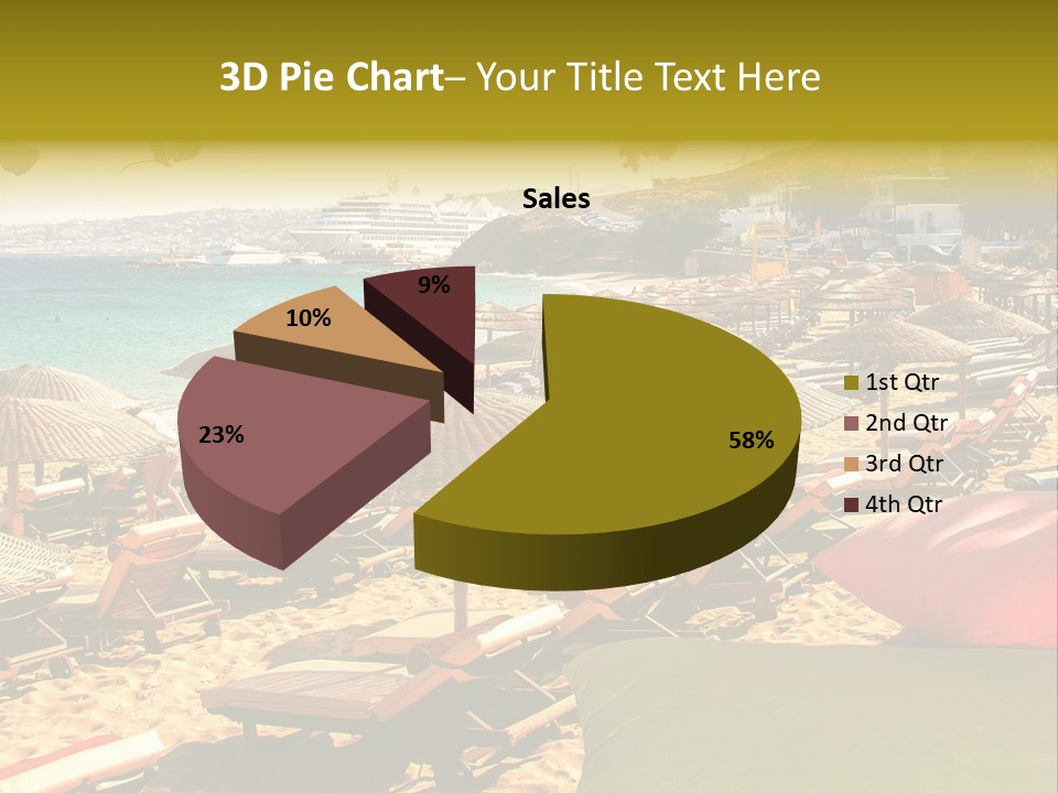 A Bunch Of Umbrellas That Are On A Beach PowerPoint Template