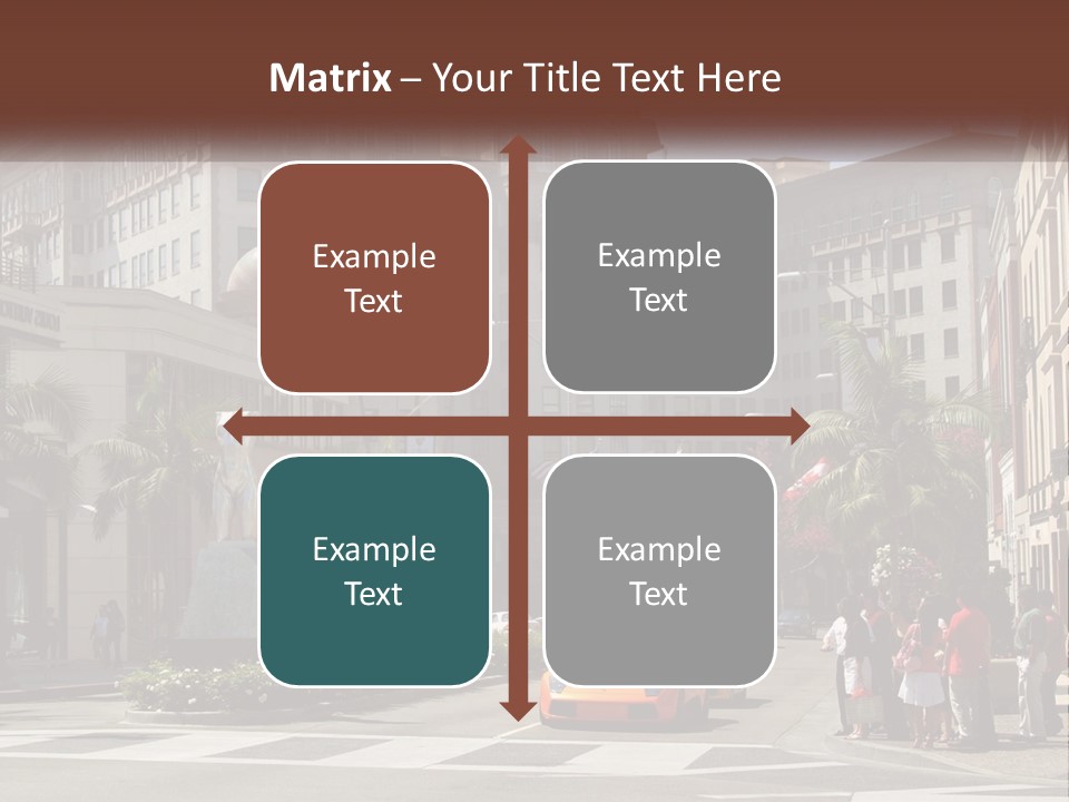 A City Street With Buildings And Palm Trees PowerPoint Template