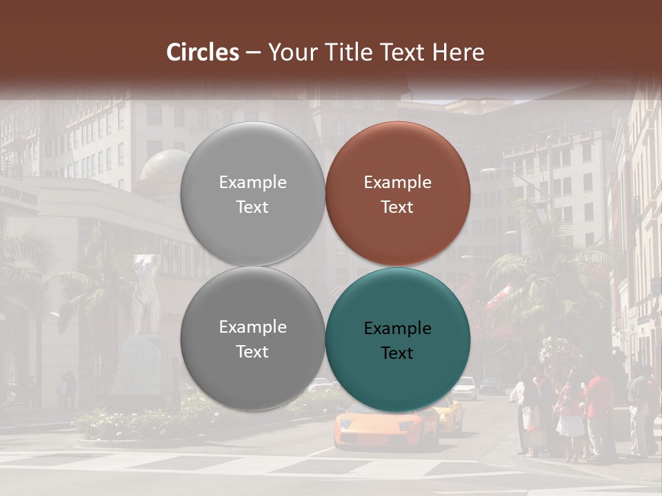 A City Street With Buildings And Palm Trees PowerPoint Template