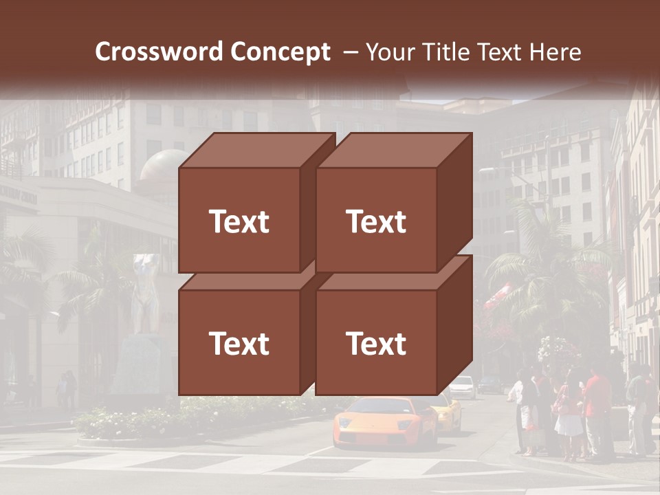 A City Street With Buildings And Palm Trees PowerPoint Template