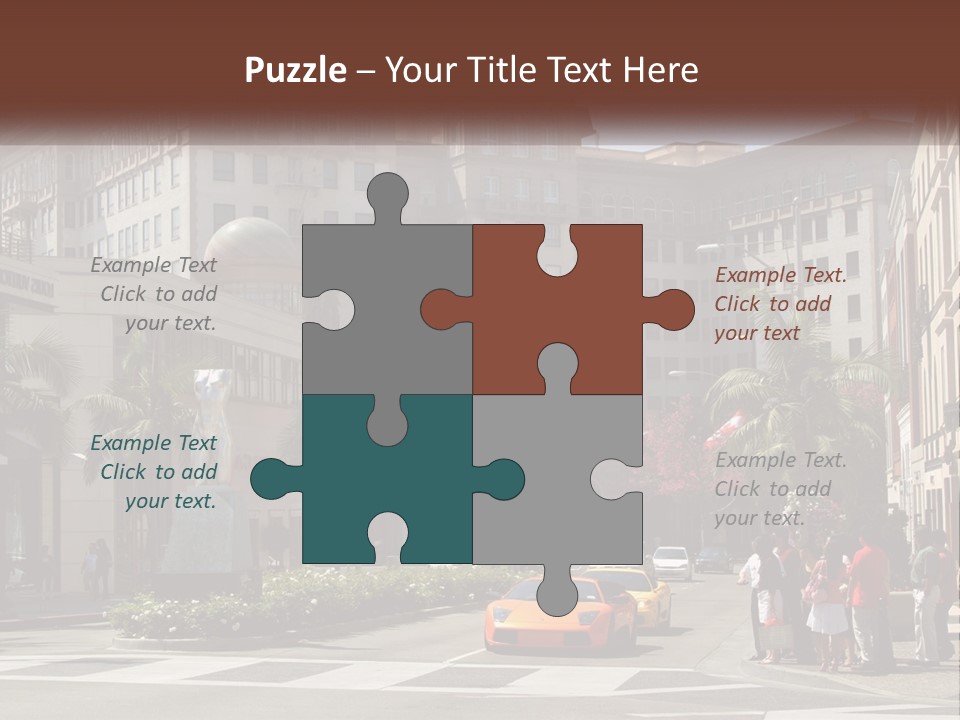 A City Street With Buildings And Palm Trees PowerPoint Template