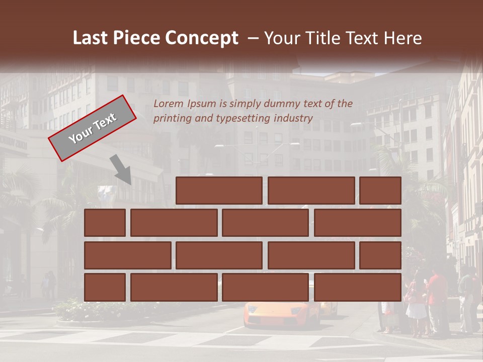 A City Street With Buildings And Palm Trees PowerPoint Template