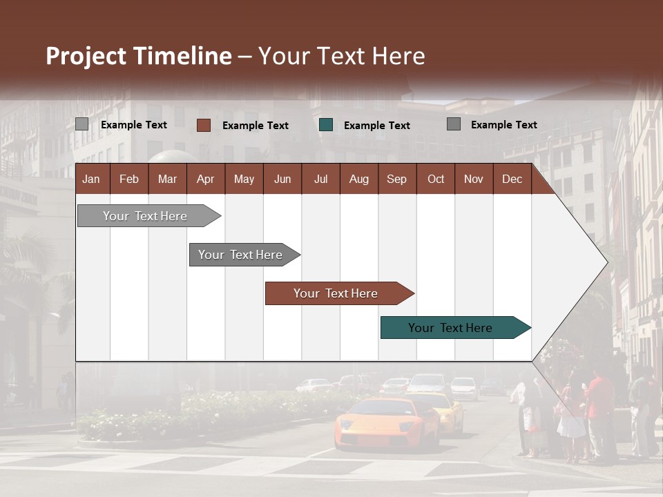 A City Street With Buildings And Palm Trees PowerPoint Template