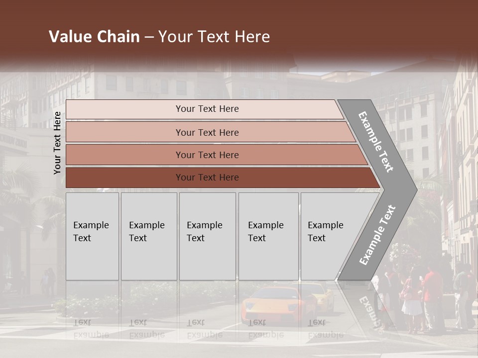 A City Street With Buildings And Palm Trees PowerPoint Template