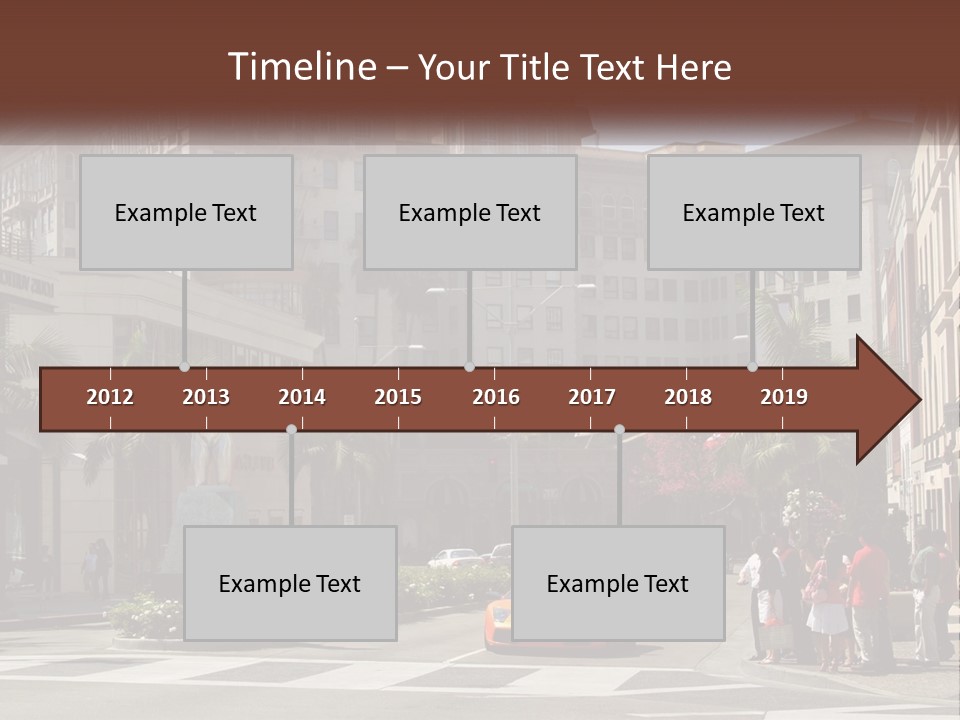 A City Street With Buildings And Palm Trees PowerPoint Template