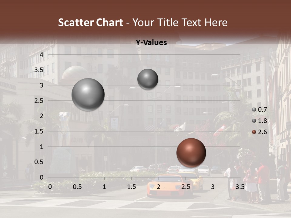 A City Street With Buildings And Palm Trees PowerPoint Template