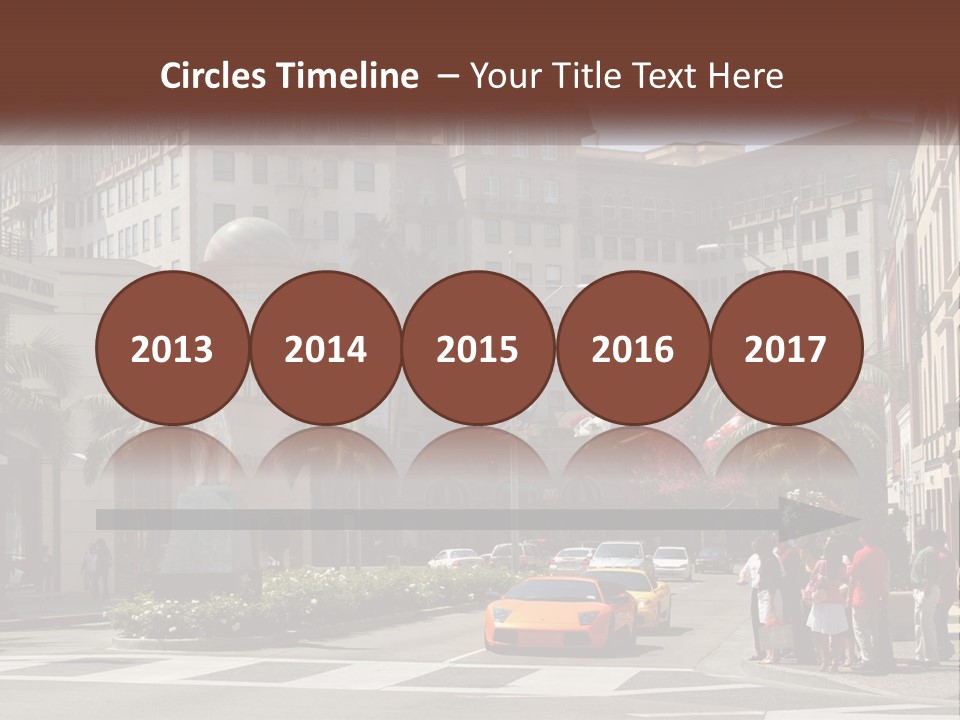 A City Street With Buildings And Palm Trees PowerPoint Template