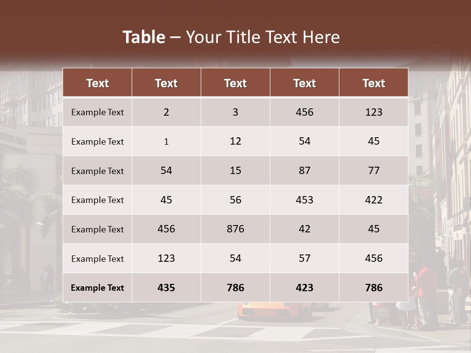 A City Street With Buildings And Palm Trees PowerPoint Template