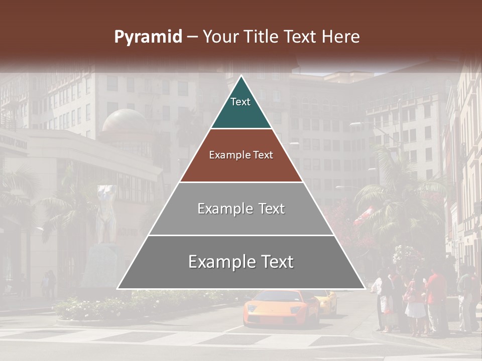 A City Street With Buildings And Palm Trees PowerPoint Template