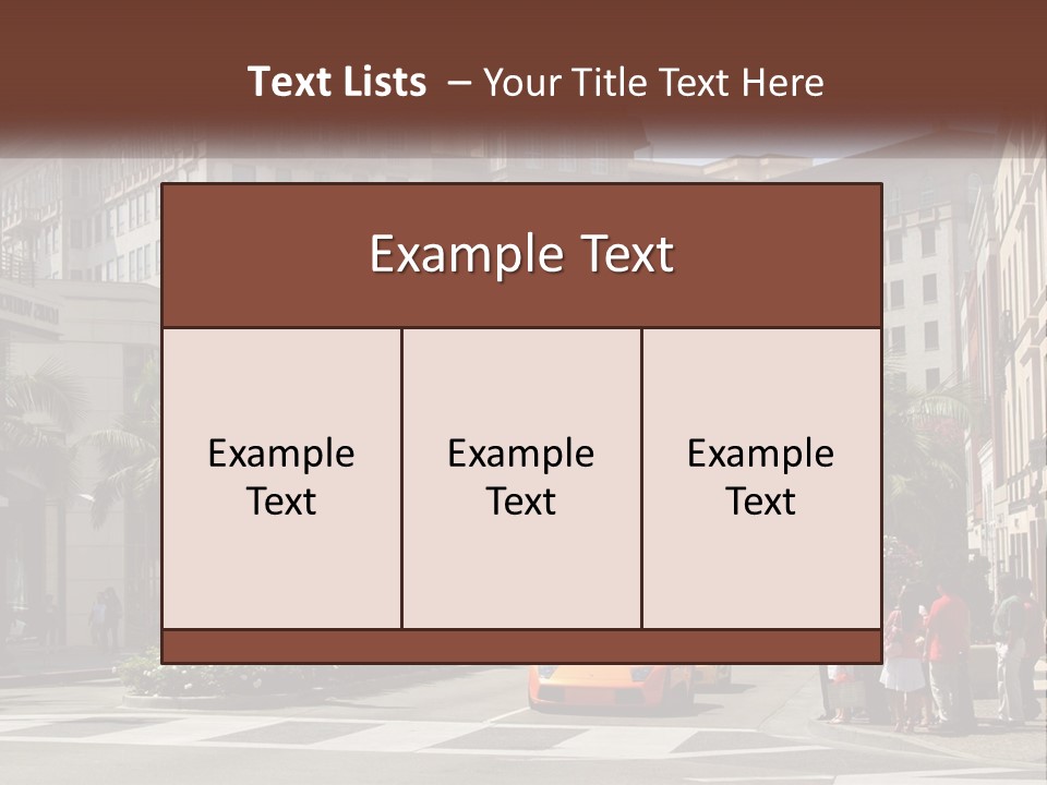 A City Street With Buildings And Palm Trees PowerPoint Template