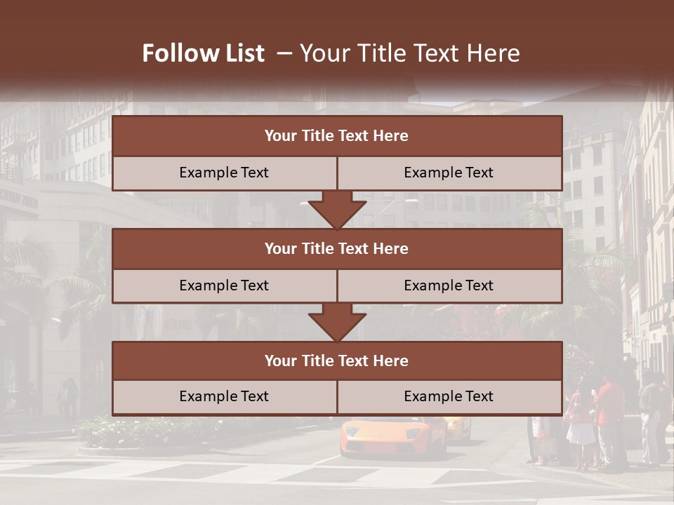 A City Street With Buildings And Palm Trees PowerPoint Template