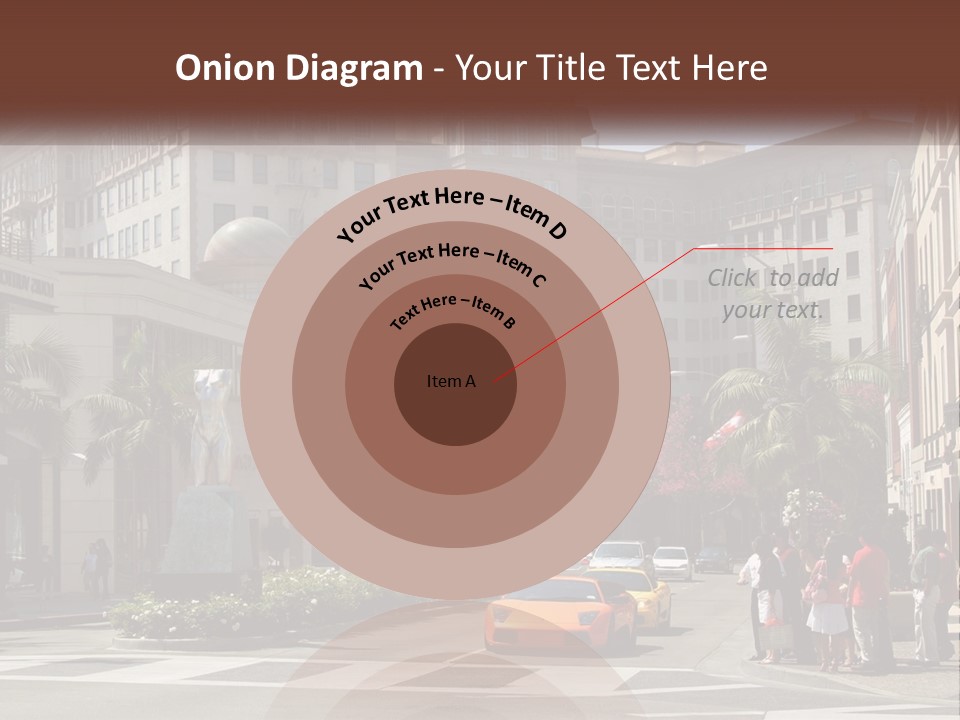 A City Street With Buildings And Palm Trees PowerPoint Template