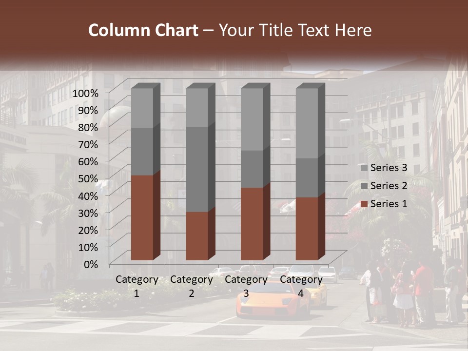 A City Street With Buildings And Palm Trees PowerPoint Template