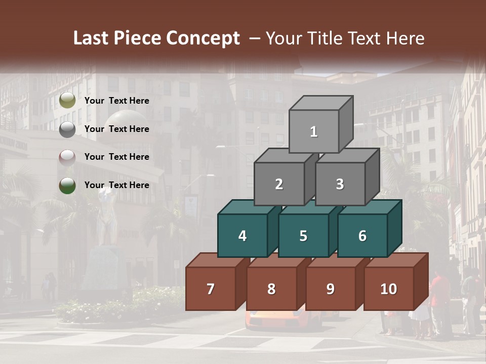 A City Street With Buildings And Palm Trees PowerPoint Template