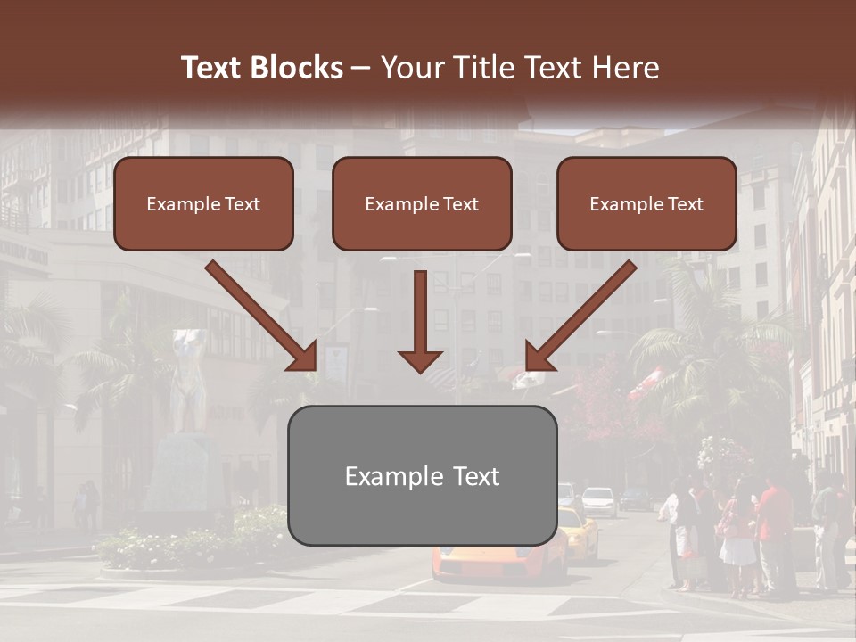 A City Street With Buildings And Palm Trees PowerPoint Template