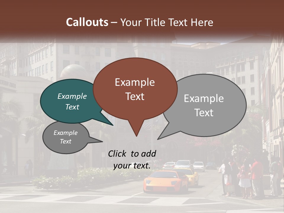 A City Street With Buildings And Palm Trees PowerPoint Template