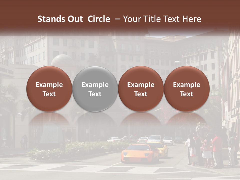 A City Street With Buildings And Palm Trees PowerPoint Template