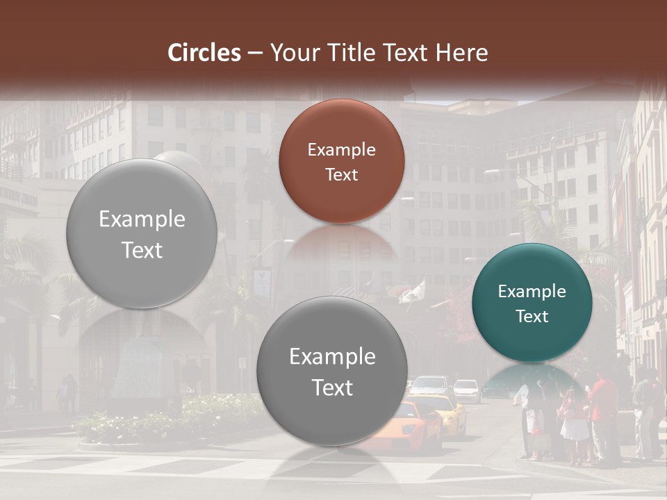 A City Street With Buildings And Palm Trees PowerPoint Template