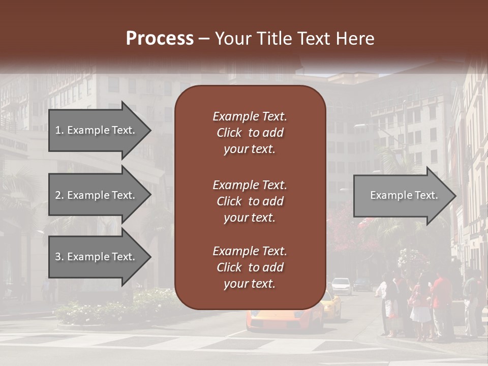 A City Street With Buildings And Palm Trees PowerPoint Template
