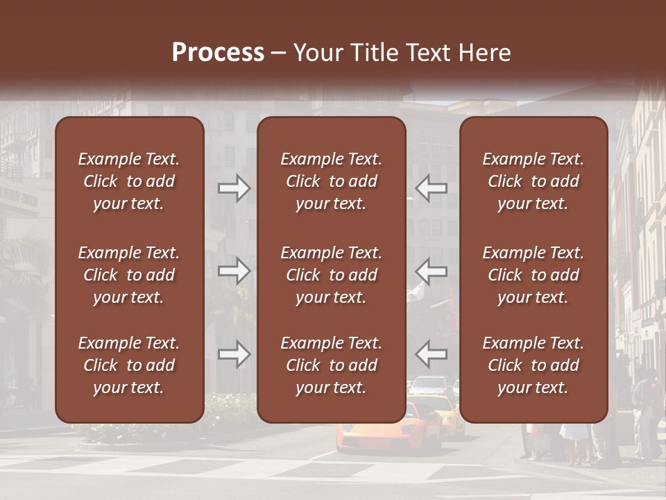A City Street With Buildings And Palm Trees PowerPoint Template