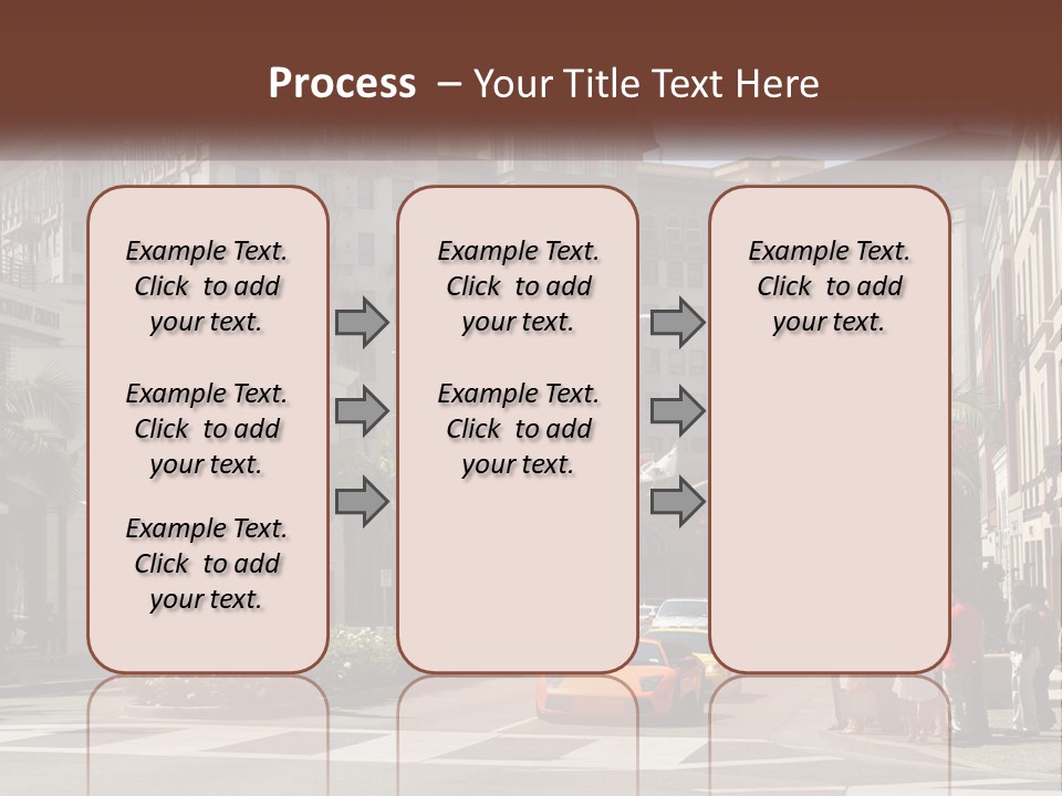A City Street With Buildings And Palm Trees PowerPoint Template