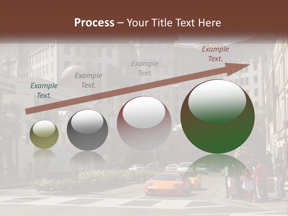 A City Street With Buildings And Palm Trees PowerPoint Template