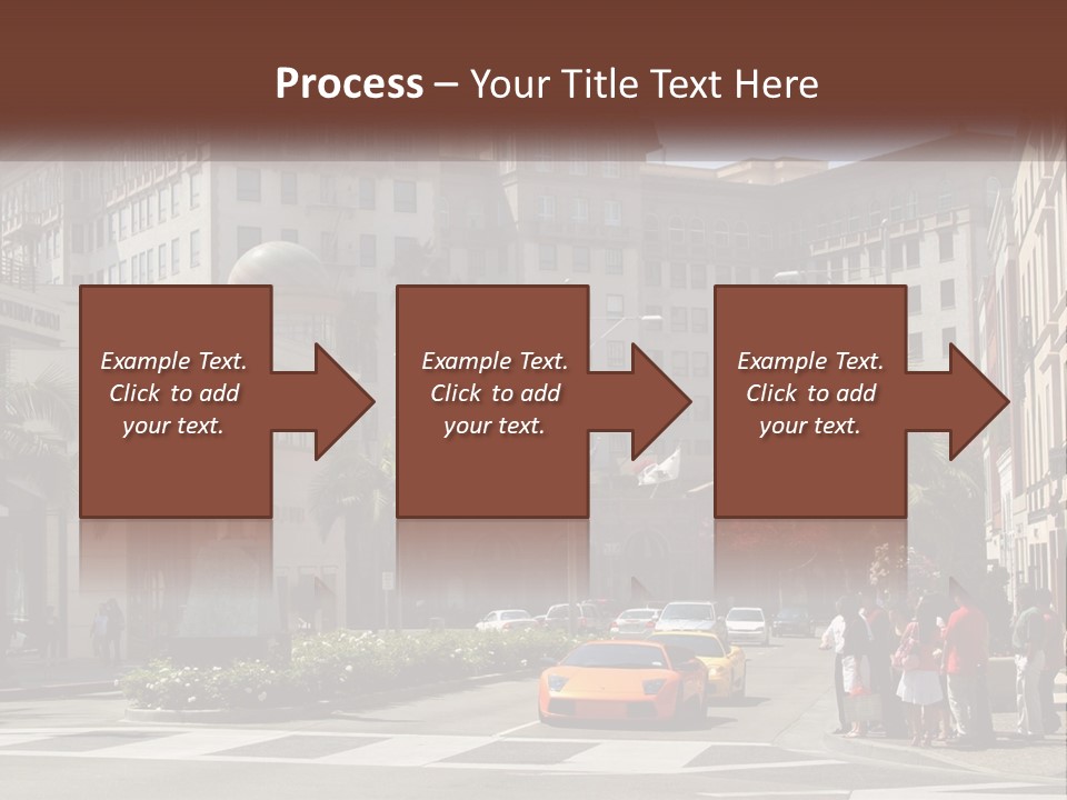 A City Street With Buildings And Palm Trees PowerPoint Template