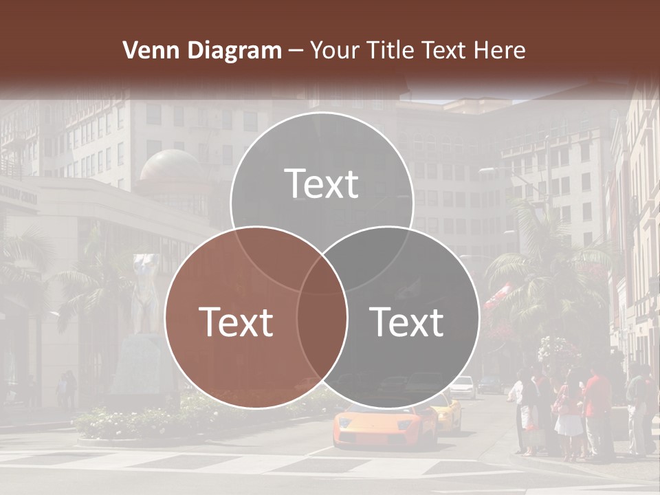 A City Street With Buildings And Palm Trees PowerPoint Template