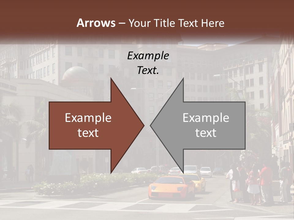 A City Street With Buildings And Palm Trees PowerPoint Template