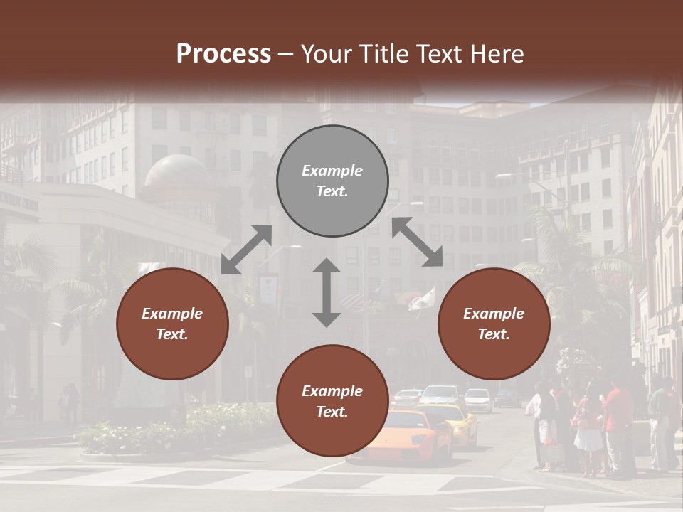 A City Street With Buildings And Palm Trees PowerPoint Template