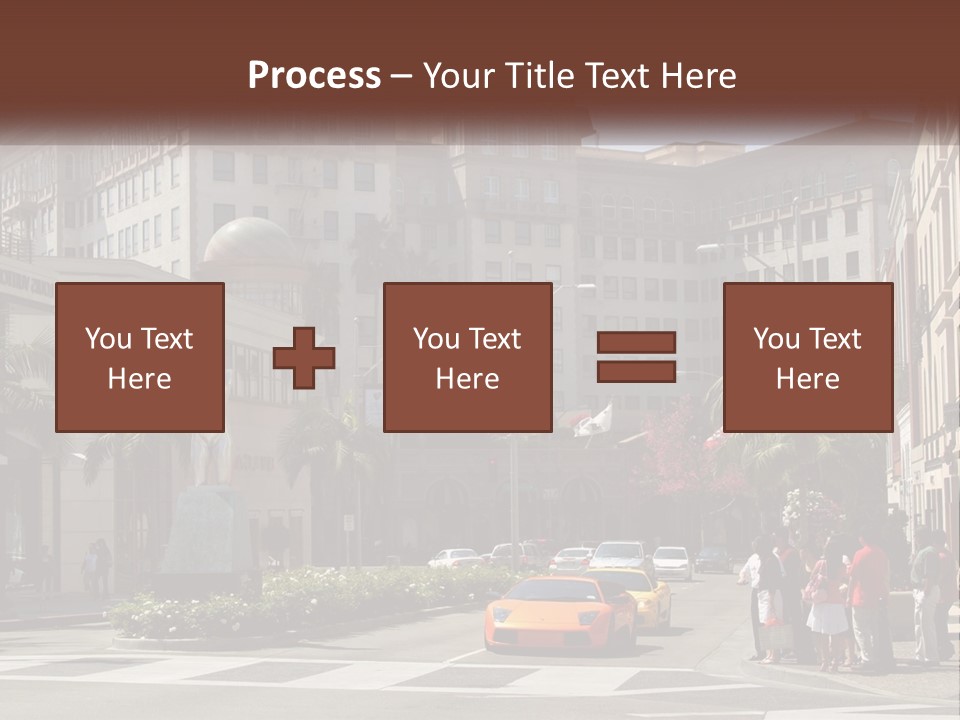 A City Street With Buildings And Palm Trees PowerPoint Template