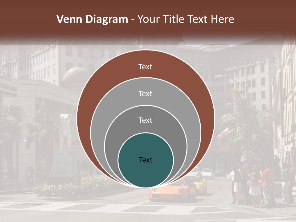 A City Street With Buildings And Palm Trees PowerPoint Template