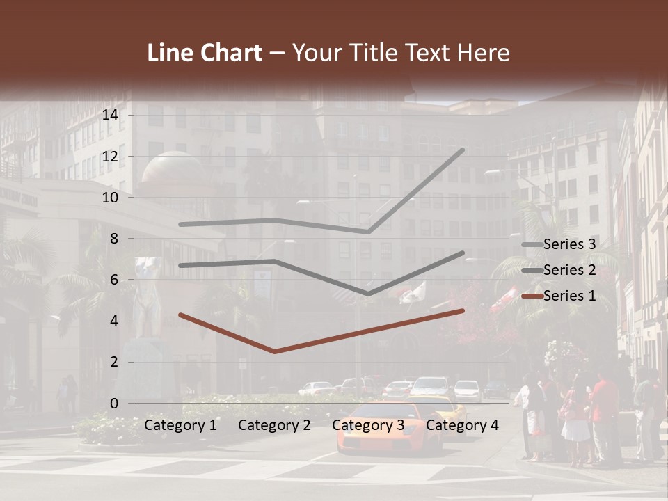 A City Street With Buildings And Palm Trees PowerPoint Template