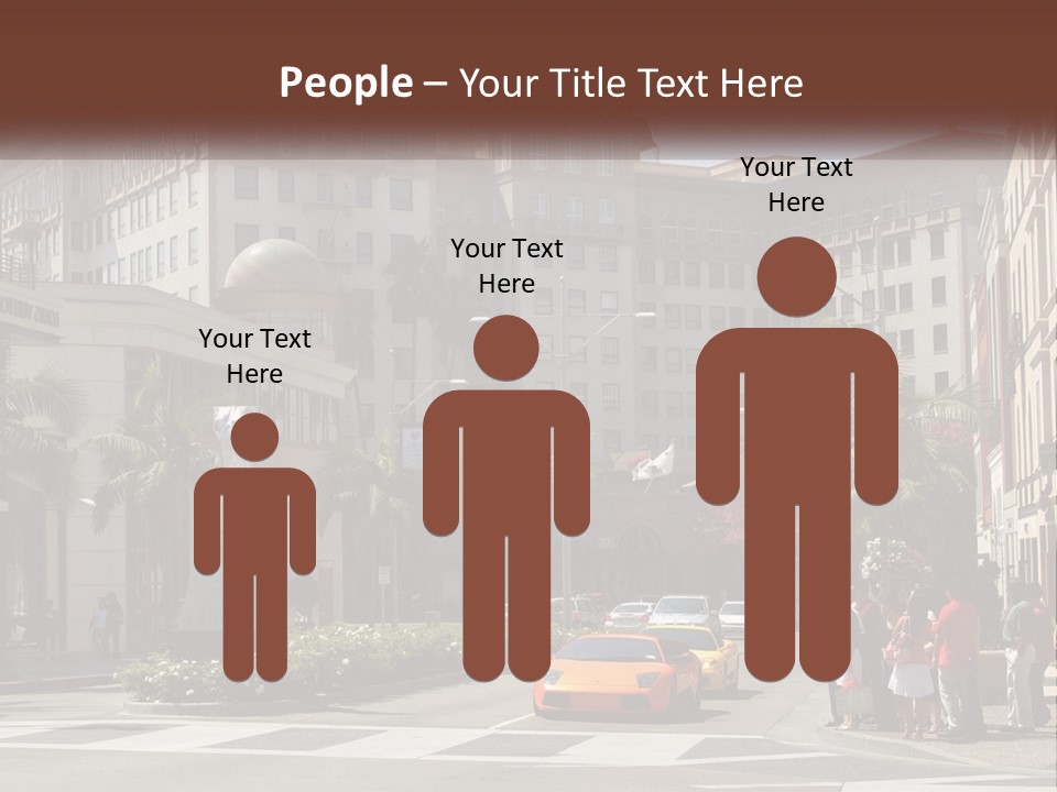 A City Street With Buildings And Palm Trees PowerPoint Template