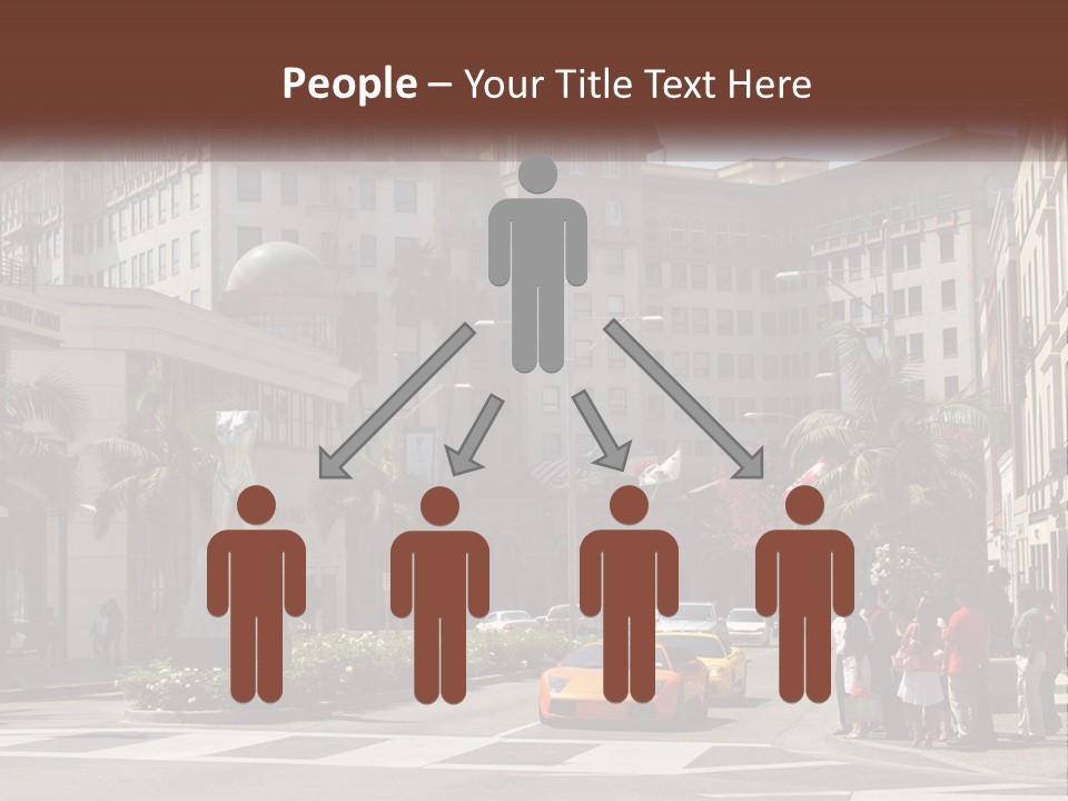 A City Street With Buildings And Palm Trees PowerPoint Template